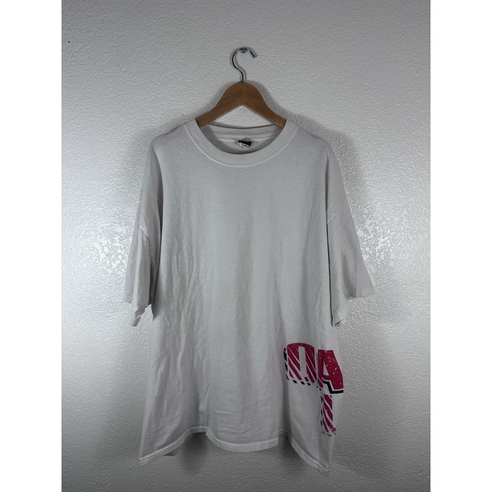 Oakley Spell Out Side Print T Shirt Mens XXL White Graphic Logo Streetwear Y2K